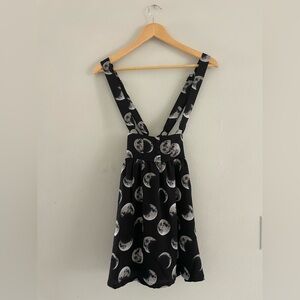 Hot Topic Black Moon Print Suspender Skirt Top